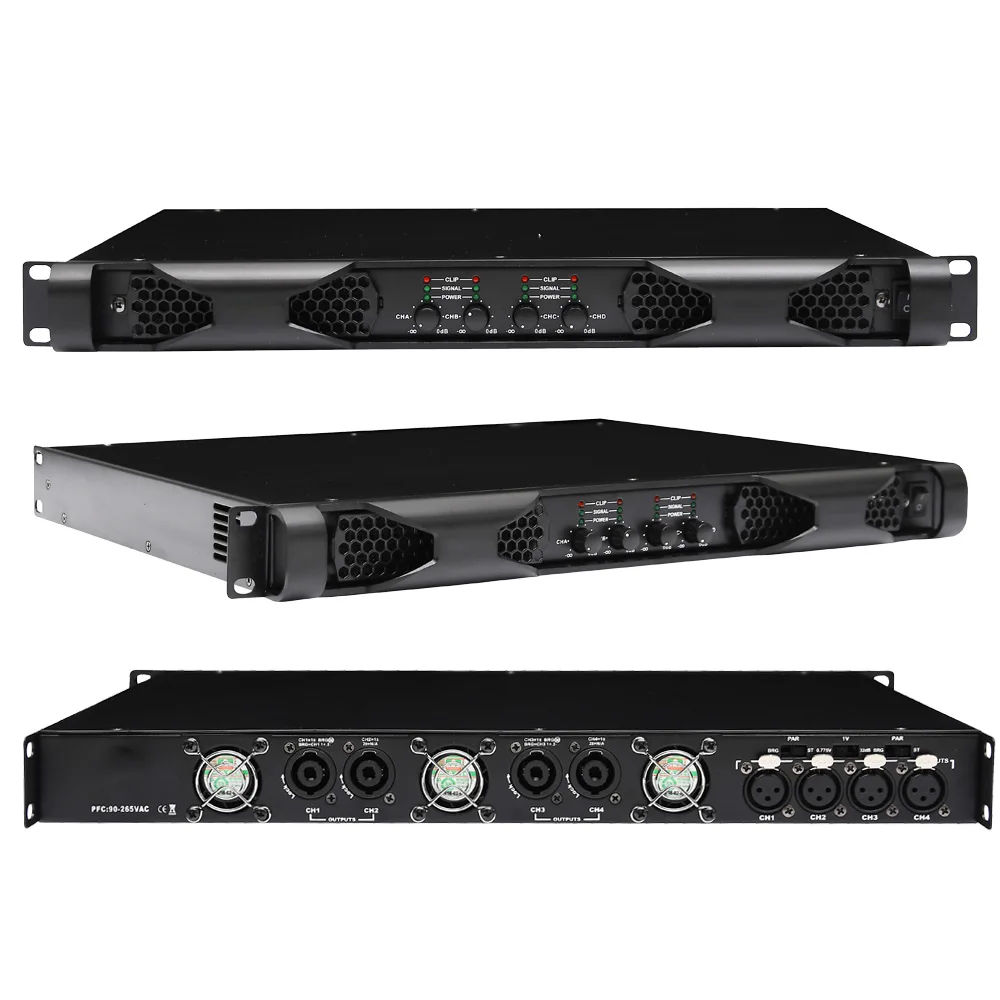 Paulkitson-amplificador de potencia Digital profesional DN4100, 4 canales, Clase D, serie Amp, 4 Ω, 4x1500w, Rack estándar, 1U, PFC - imagen 2