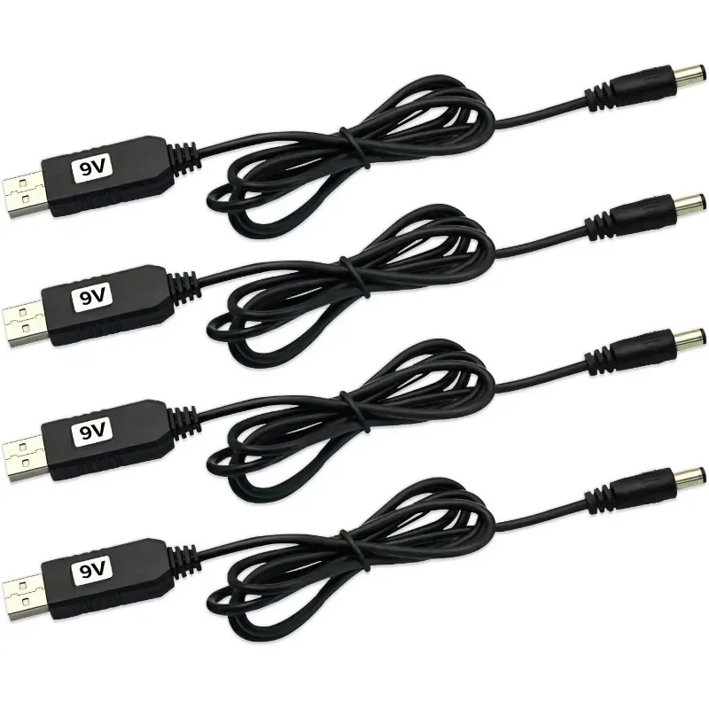 4 Uds Cable de refuerzo de energía USB DC 5V a DV 9V módulo de aumento 1M Cable adaptador convertidor USB enchufe de 2,1x5,5mm para Arduino WIFI