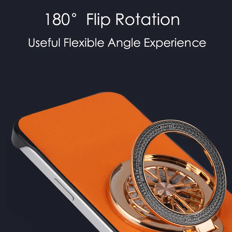 Funda con soporte para tope para aliviar el estrés, funda sin marco con patrón de cuero para Huawei Puro 70 P60 P50 P40 Nova 13 Pro - imagen 2