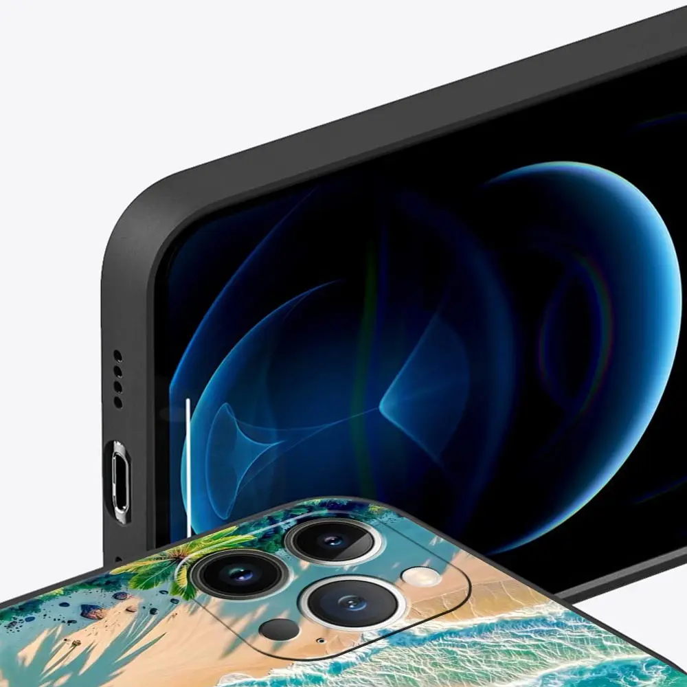 Nueva York ciudad paisaje costero funda de teléfono de lujo para iPhone 17 Air 16 Plus 13 15 14 12 11 Pro MAX 7 8 SE cubierta negra de TPU suave - imagen 4