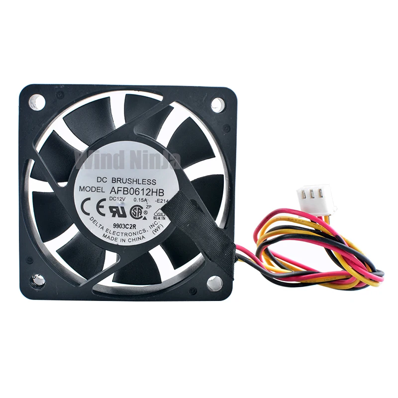 AFB0612HB ventilador de refrigeración con rodamiento de bolas Dual para chasis, fuente de alimentación de CPU, 6cm, 60mm, 60x15mm, DC12V, 0.15A, 3 pines - imagen 3