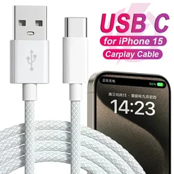 Cable USB-C a USB-A Trenzado para Carga Rápida y CarPlay