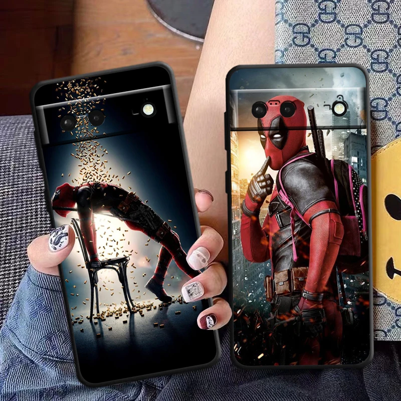 Funda de teléfono de Deadpool de Los Vengadores de Marvel para Google Pixel 9, 8, 7 Pro, 6 Pro, 6A, 5A, 5, 4, 4A XL, 5G, Fundas suaves negras - imagen 2