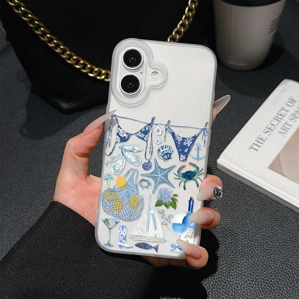 Paisaje costero vino limón mate transparente esmerilado a prueba de golpes funda de teléfono para iPhone 16 15 14 Plus 13 12 11 Pro X XR Max 7 8 Plus - imagen 2