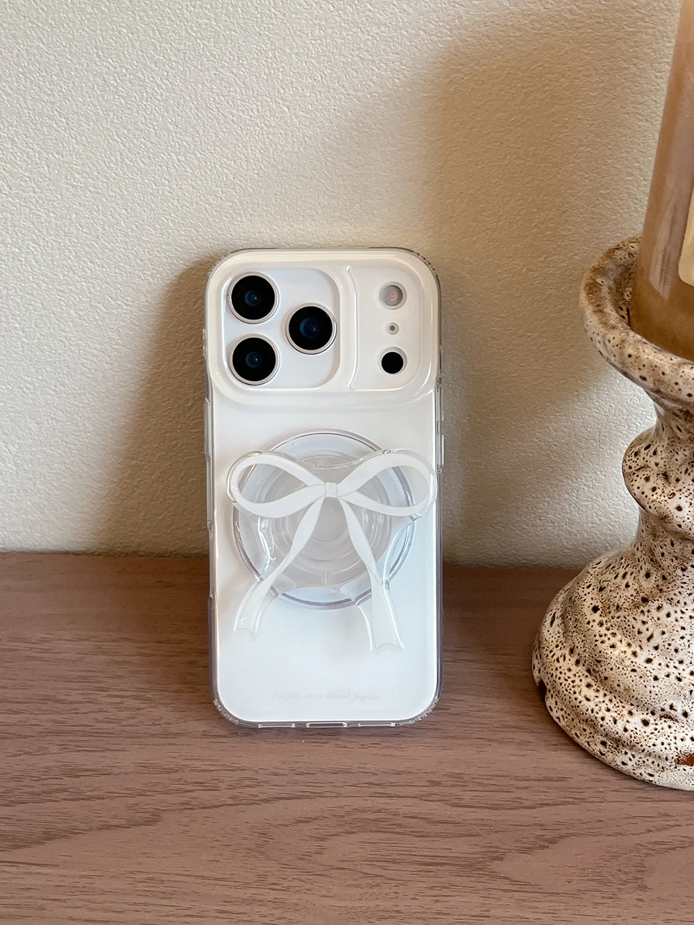 Funda de teléfono Tok con agarre magnético de Color sólido blanco para iPhone 13, 16, 15, 14, 17 Pro Max, funda con lazo bonito con carga inalámbrica para Magsafe - imagen 5