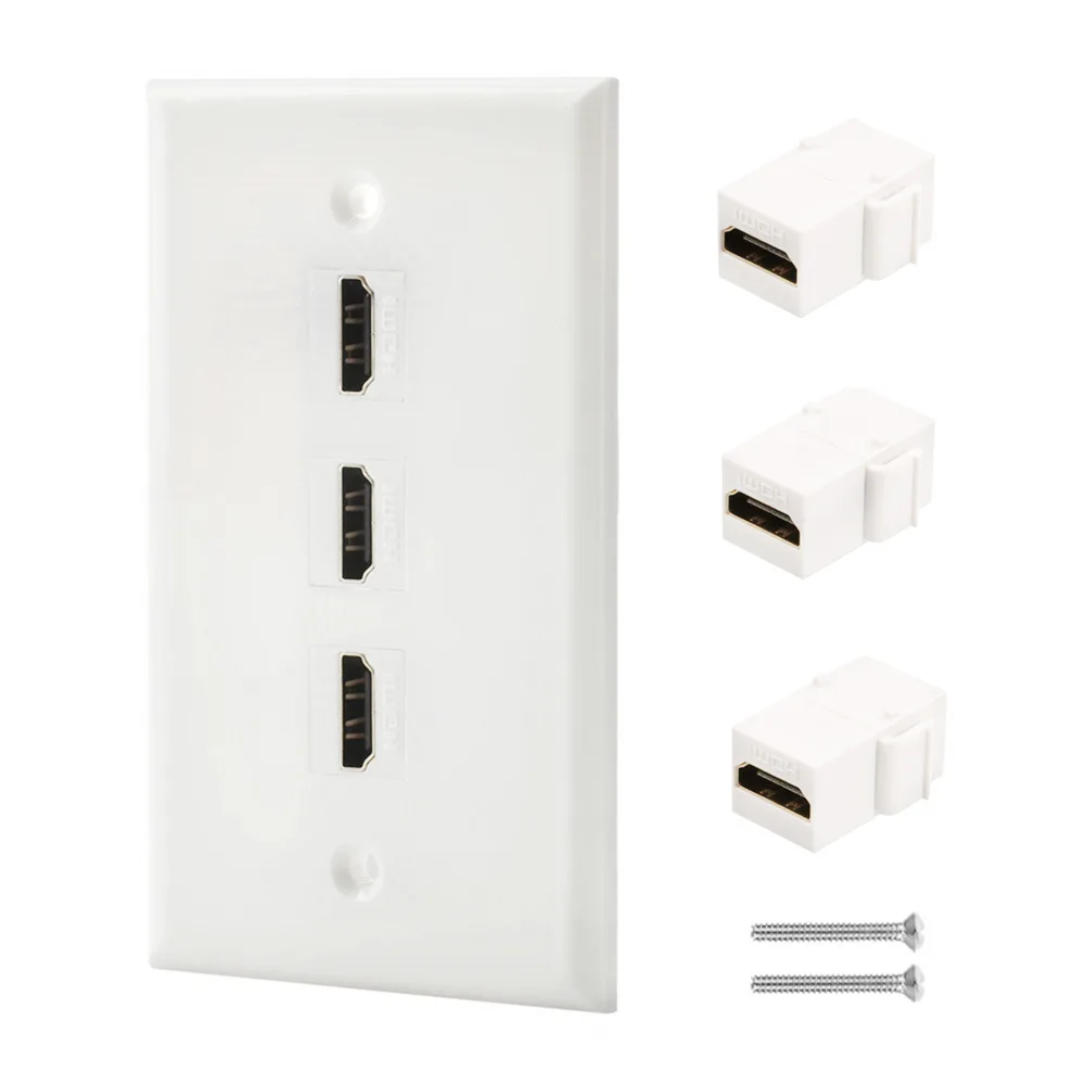 Enchufe extensor de salida, acoplador de Panel frontal de pared de placa hembra a hembra, HDMI, blanco, 1, 2, 3, 4, 6 puertos, nuevo
