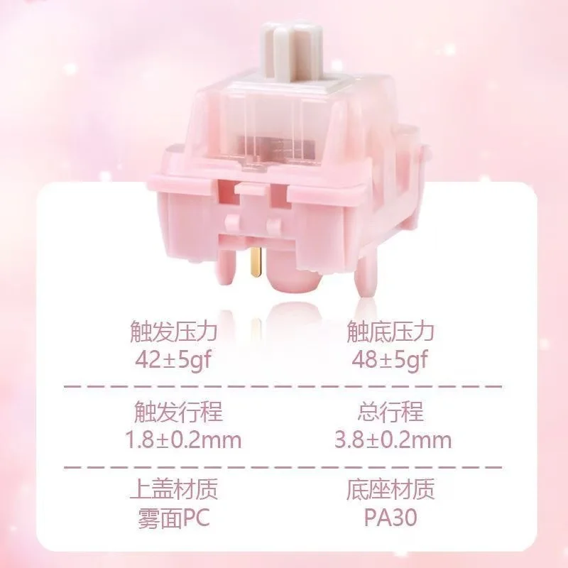 Interruptor Sakura de caída, interruptor lineal silencioso, prelubricado, intercambio en caliente de 5 pines, interruptor de teclado mecánico personalizado para juegos, teclado de oficina DIY - imagen 4