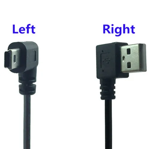 Mini Cable de datos USB, 25cm, ángulo recto izquierdo, USB 2,0 A macho a Mini USB, 5 pines, ángulo izquierdo y derecho, conector adaptador de Cable - imagen 4