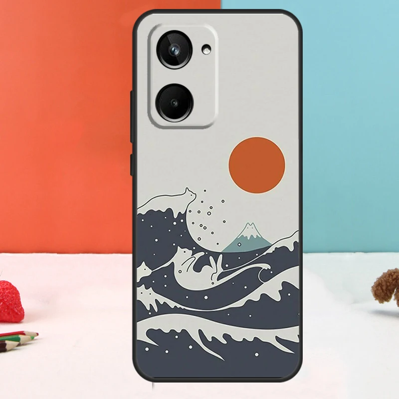 Funda de gato Fuji Japón Wave Landscape para Realme GT Neo 5 GT3 GT5 9 10 11 12 Pro Plus C25s C21Y C30 C31 C33 C35 C51 C53 C55 - imagen 5