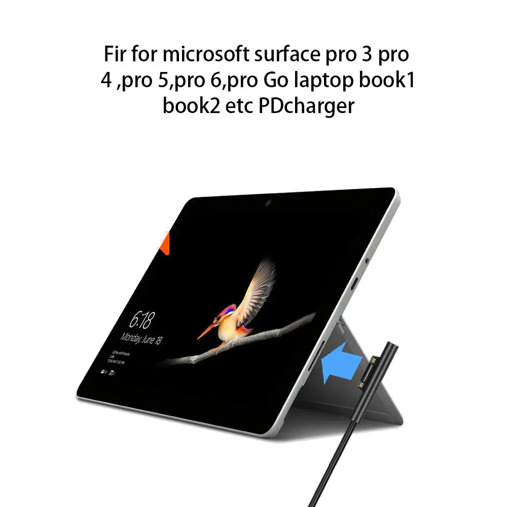 Cable de carga rápida PD tipo C, conexión de superficie de 15V, 3A, Compatible con Microsoft Surface Pro 8/7/6/5/4/3 Go3/2/1 Laptop4/3/2/1 - imagen 4