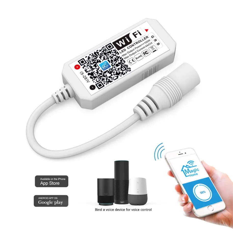 rgb rgbw Controlador WiFi DC 12v 24v smartphone inalámbrico app dimmer control LED color Strip Light time Voice Music dimmer - imagen 3