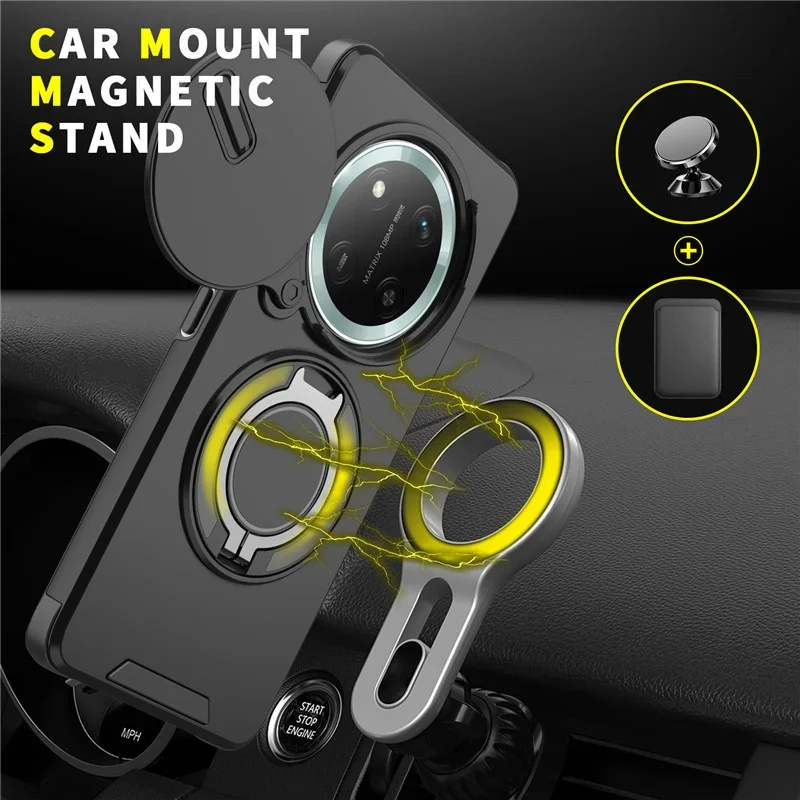For Honor Magic 7 Lite Magic7lite Shockproof Hybrid Magnetic Stand Phone Case for Honor X9C Slide Lens Armor Protection Cover - imagen 4