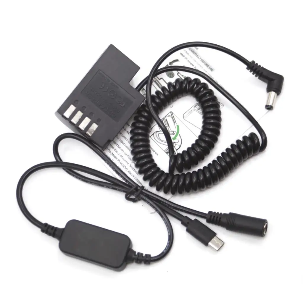 Cable cargador USB C + batería simulada DCC12 DMW-BLF19 acoplador CC de resorte para Panasonic Lumix DMC-G9 LGK GH3 GH3K GH4 GH5 - imagen 5