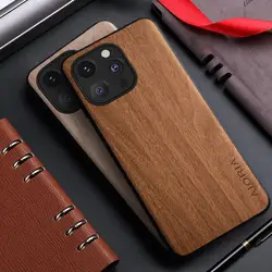 Funda iPhone 15 Pro Max de cuero con efecto bambú