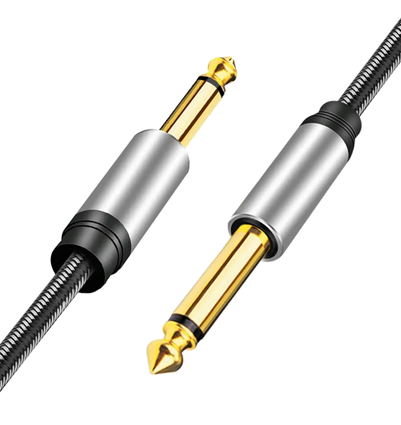Cable trenzado de nailon Mono para guitarra, conector macho de 1/4 pulgadas TS de 6,35mm a 6,35mm, Cable de Audio no equilibrado de 6,5mm para instrumento mezclador de teclado - imagen 2