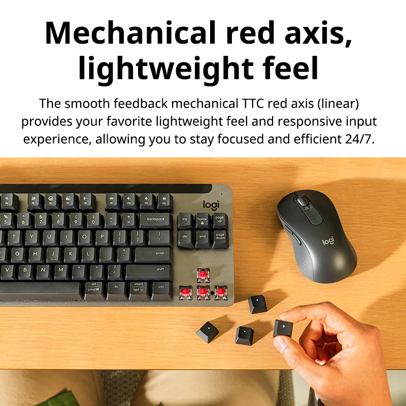 Teclado mecánico inalámbrico Logitech K855, eje rojo TTC, diseño de 84 teclas, conexión receptor Bluetooth o 2,4G - imagen 3