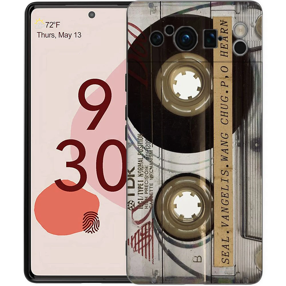 Funda de teléfono con Cassette de cinta de Radio magnética para Google Pixel 9 8 7 6 Pro XL 8A 6A 7A 5G, funda negra de TPU suave a prueba de golpes - imagen 3