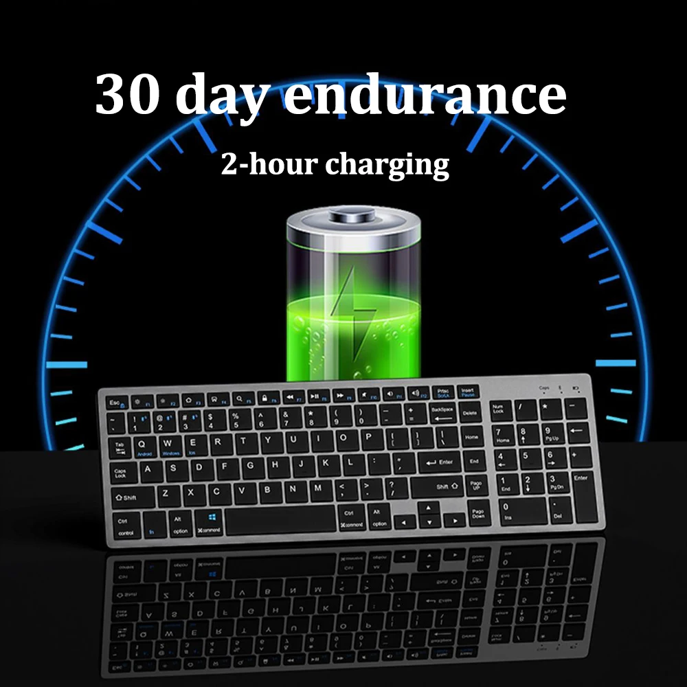 Teclado inalámbrico de modo Dual 2,4G teclado Dual Bluetooth 5,0 teclado recargable de 102 teclas para MacBook Tablet PC Accesorios - imagen 2