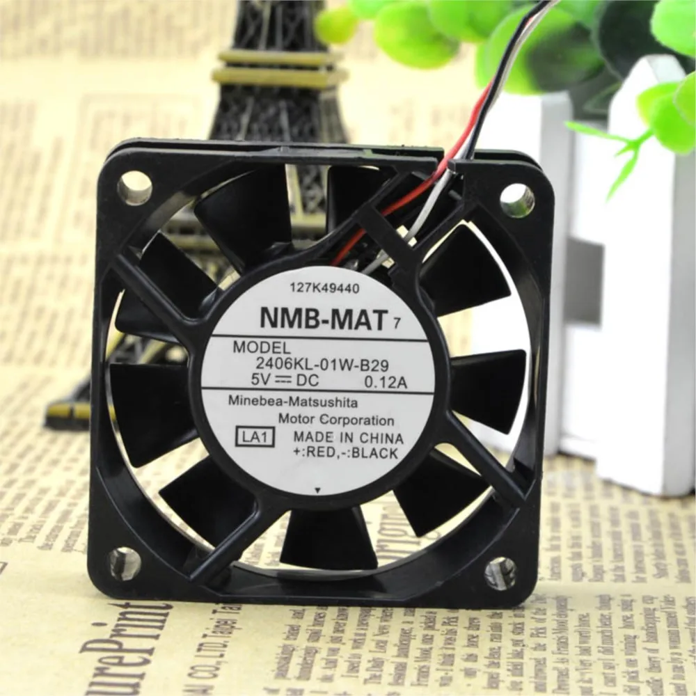 para NMB 2406KL-01W-B29 6cm 6015 5V 0.12A Ventilador de refrigeración de 3 cables con rodamiento de bolas dual para servidores, electrónica e inversores - imagen 3
