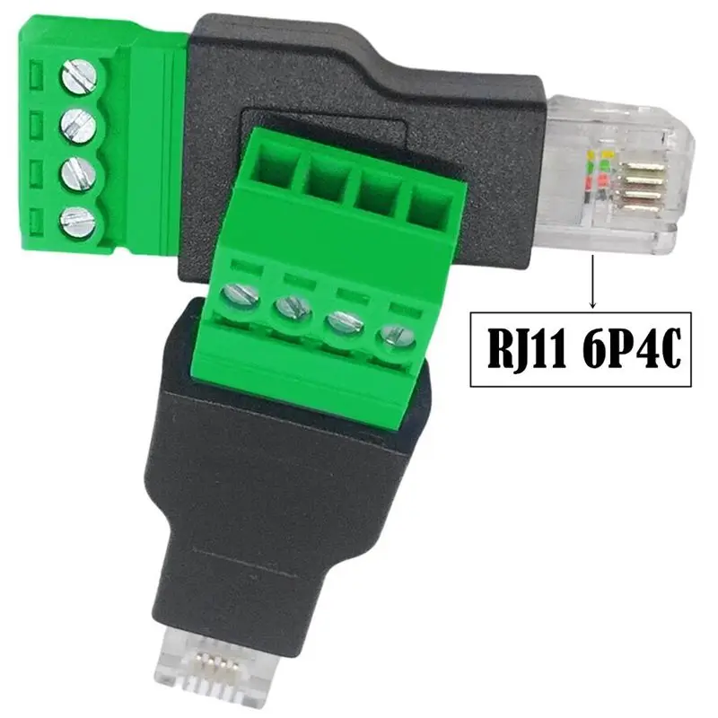 Adaptador de Terminal de tornillo sin soldadura, cabezal de cristal RJ11 6P4C macho a 4P, verde, adecuado para Cables receptores telefónicos - imagen 2