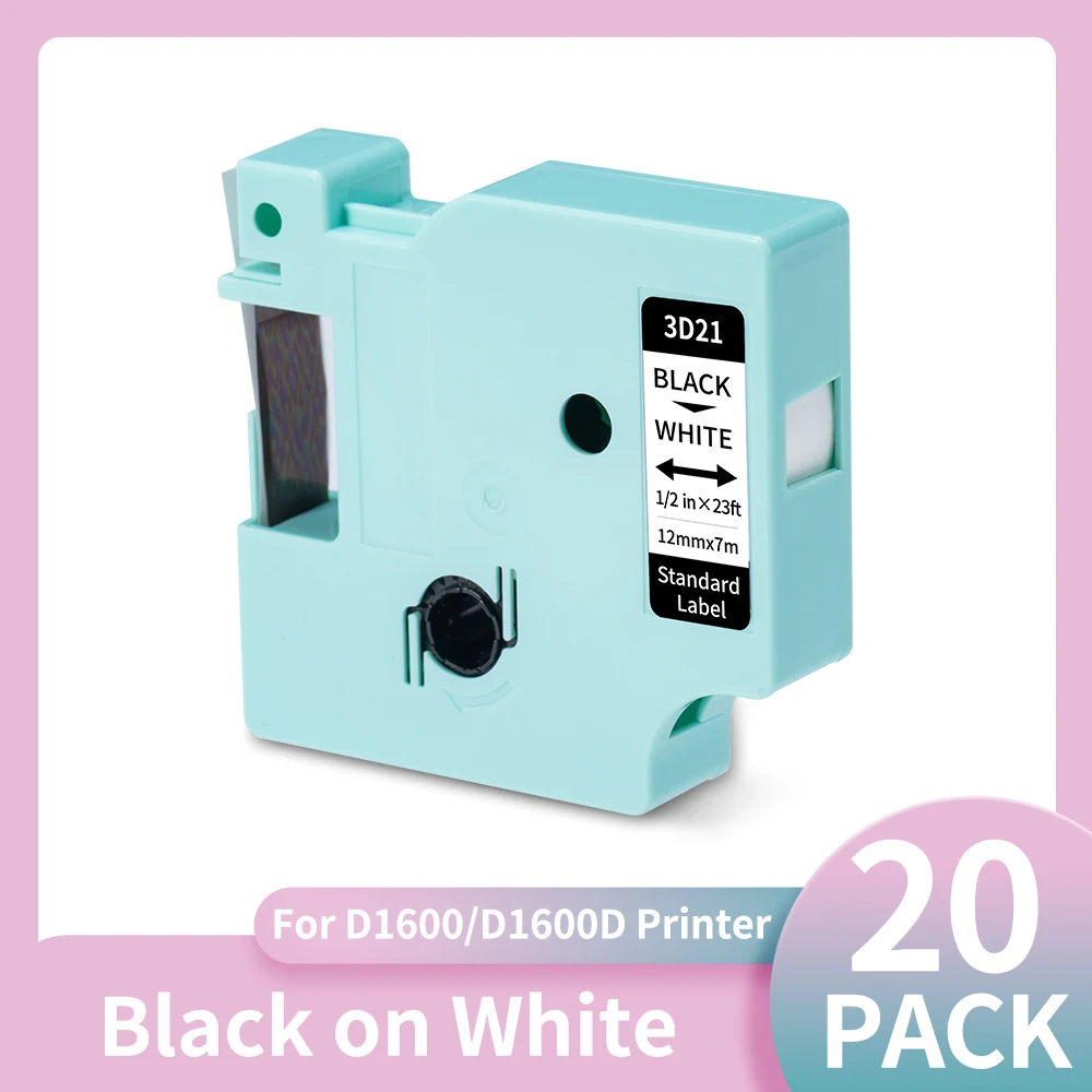 Reemplazo de cinta de etiquetas 3D21 para D1600 A45013, Compatible con DYMO LabelManager 160 280, fabricantes de etiquetas