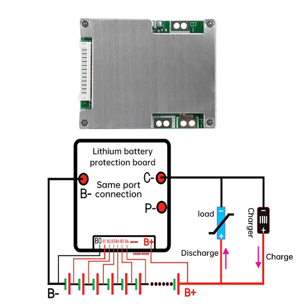 Placa de protección de carga de batería de litio 13S 48V, puerto mismo/dividido, módulo ecualizador BMS, Control de temperatura, sistema de gestión de batería - imagen 5