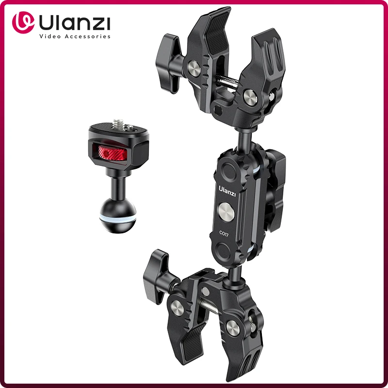 Super Abrazadera Ulanzi CO17 con 360 °   Adaptador Arri de brazo mágico con abrazaderas dobles de doble cabezal para luz LED de paraguas de cámara panorámica