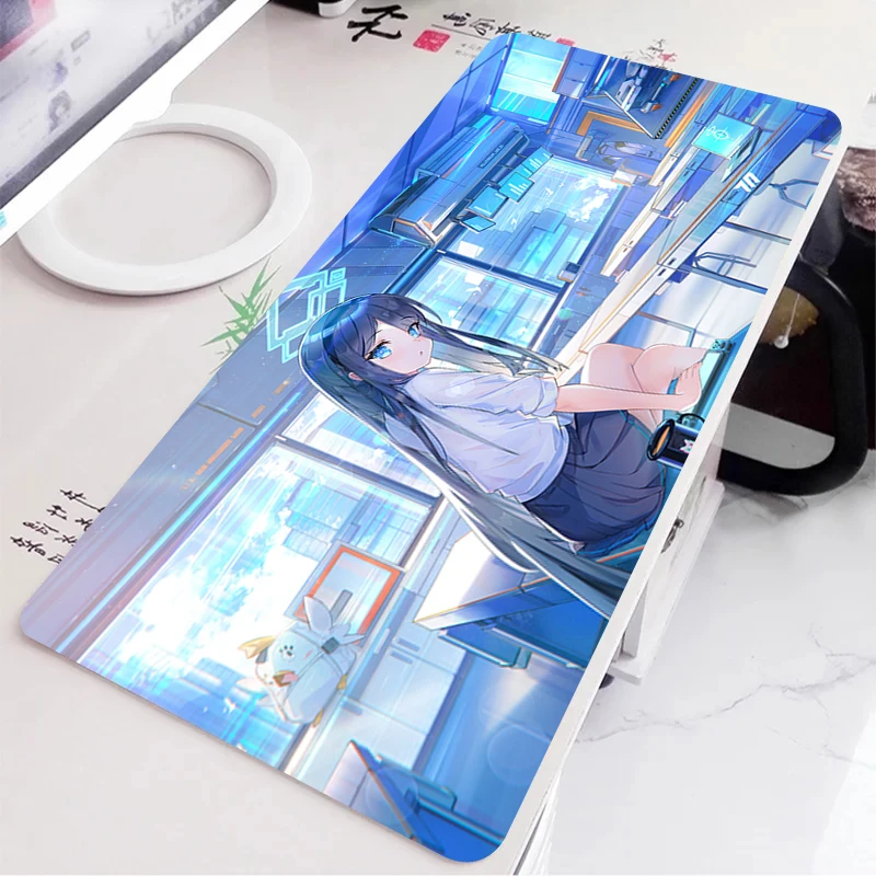 Alfombrilla de ratón de Anime, almohadillas azules de dibujos animados A-Archive para ordenador portátil, accesorios de oficina, alfombrilla de escritorio para teclado, alfombra de goma, alfombrilla de ratón Kawaii para chica - imagen 2