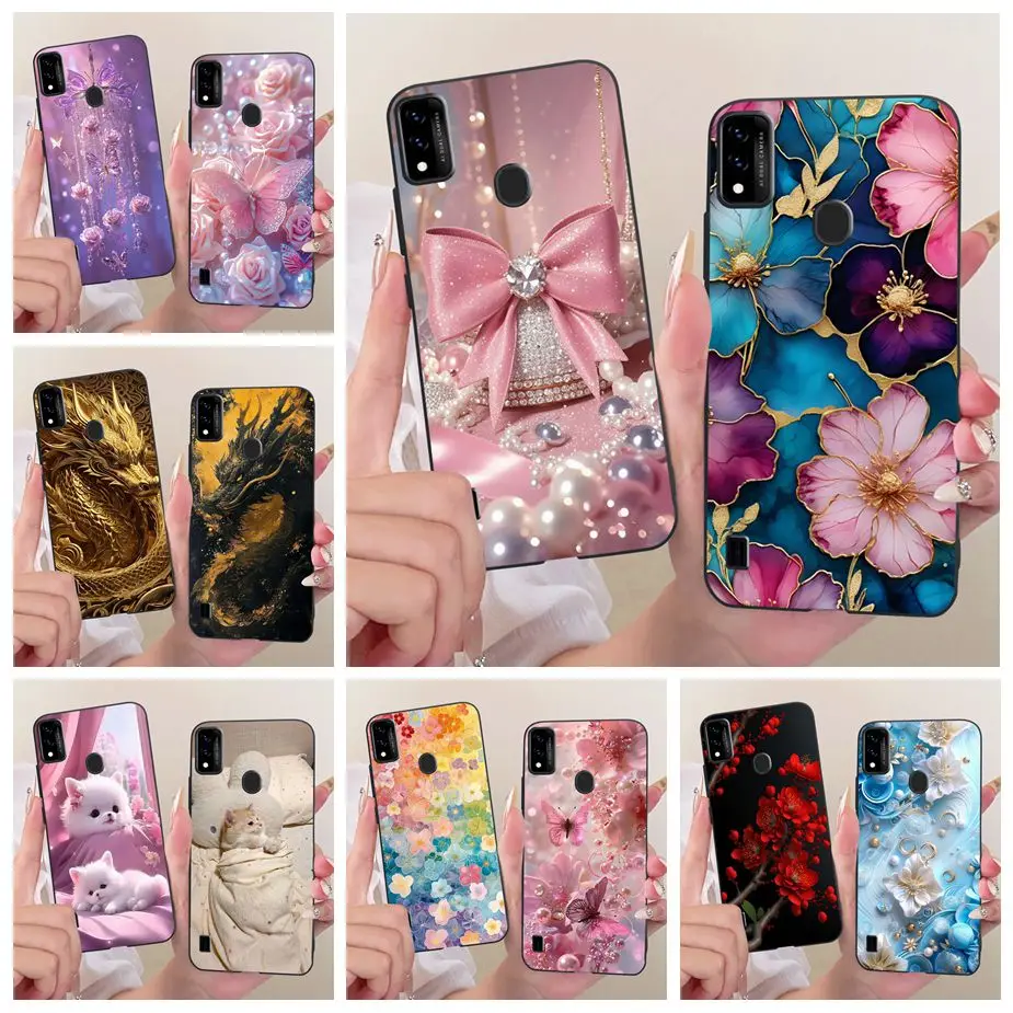 Para ZTE Blade A51 funda BladeA71 A7030 lazo de lujo flores pintado cubierta suave TPU funda de teléfono para ZTE Blade A71 A 51 BladeA51 Shell
