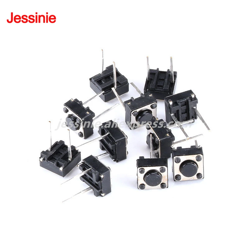 100 uds/20 piezas Uds 6x6x4,3 6x6x5 6x6x7MM interruptor de botón táctil Micro táctil tipo Horizontal de dos pines 4,3mm 5mm 7mm - imagen 2