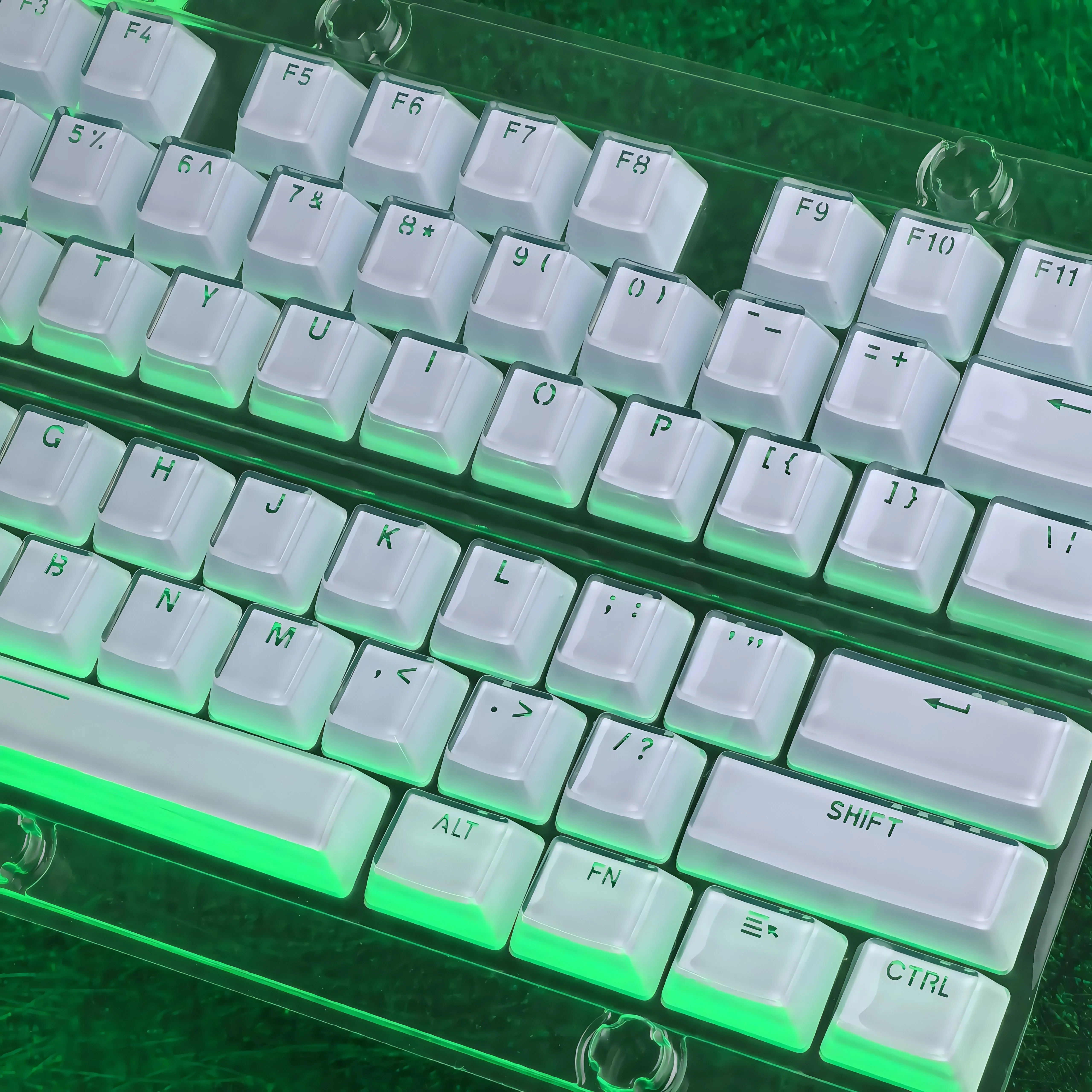 Jelly Pc Crystal Keycaps Teclas de teclado personalizadas translúcidas blancas frías con diseño Iso/Ansi de 123 teclas - imagen 5