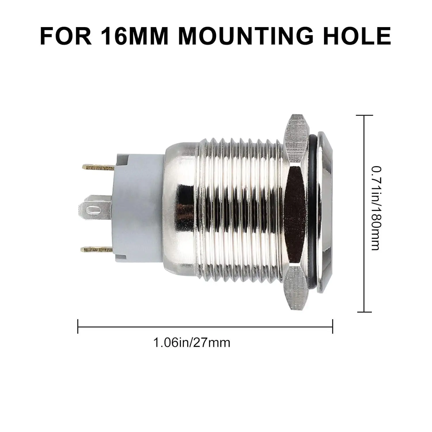1 Uds DC 12V/24V interruptor de botón de enganche de Metal, interruptor de encendido/apagado SPDT de 4 pines para coche RV camión barco, redondo autoblocante impermeable - imagen 4