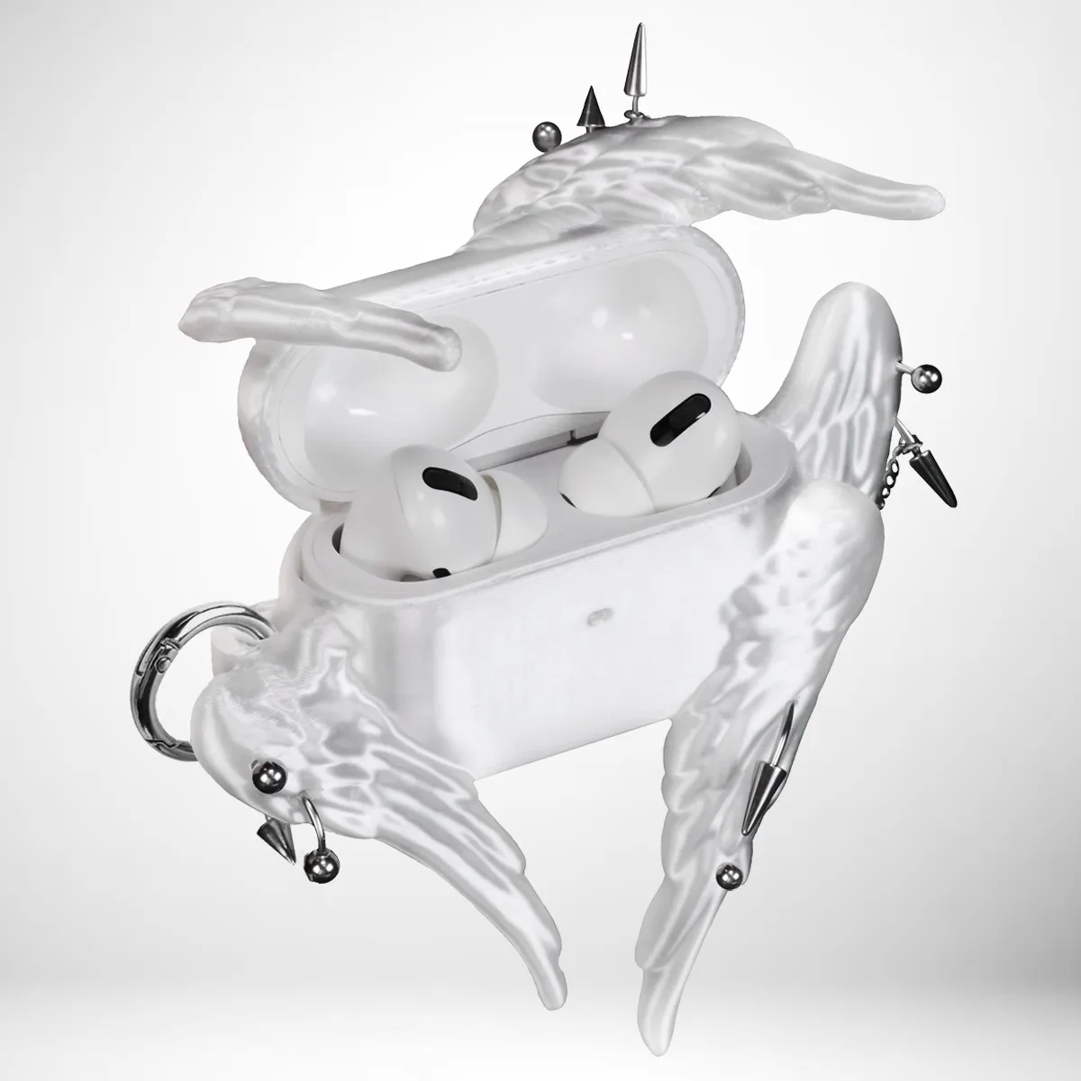 Funda Original para auriculares con alas de Ángel de seis alas, decoración con remaches, funda protectora personalizada para Airpodspro1/2/AirPods4 Y2k, accesorio - imagen 3