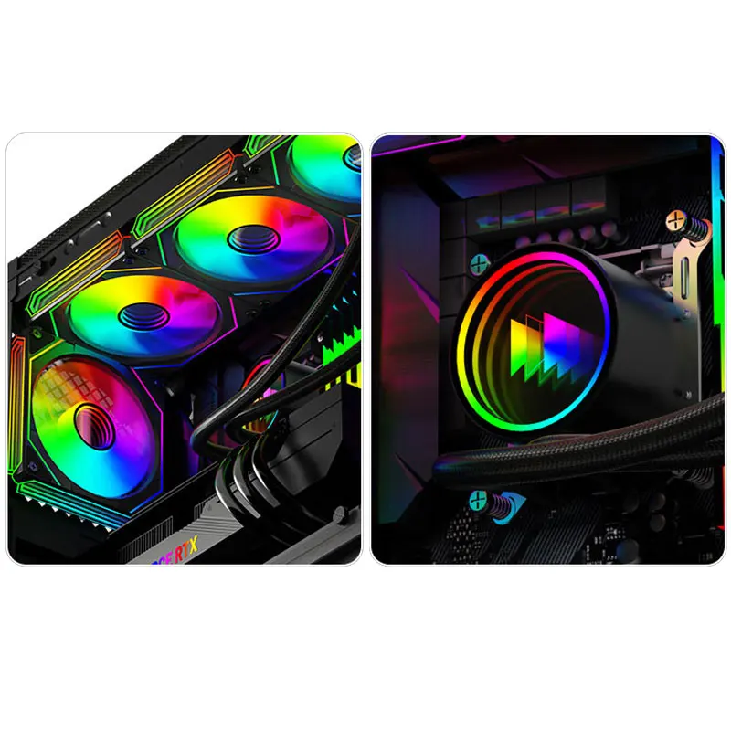 UPSIREN Poseidon espejo 360 360MM todo en uno refrigeración por agua espejo infinito diseño de cabeza fría ARGB PWM ventiladores soporte LGA1700 AMD AM - imagen 4