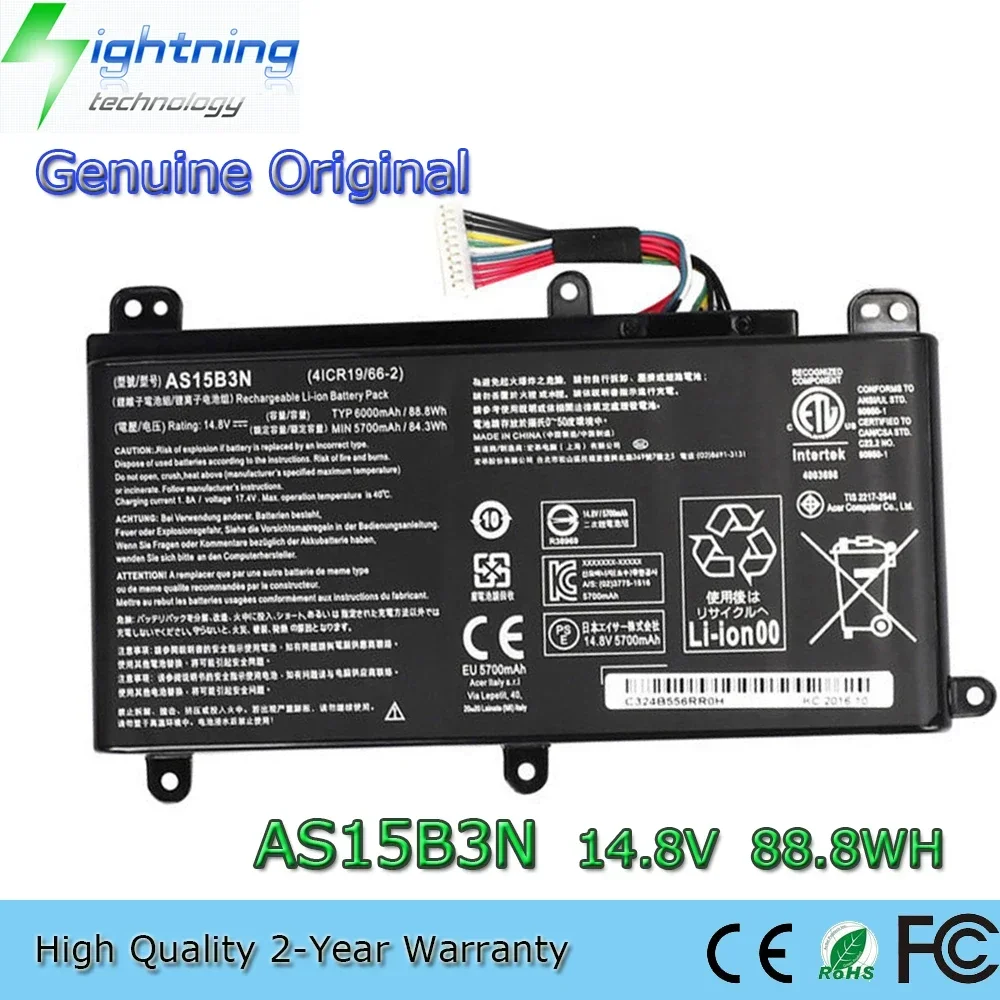 Nueva batería Original y genuino para ordenador portátil AS15B3N 14,8 V 88,8Wh para Acer Predator 15 G9-591 G9-591G G9-592 G9-592G G9-593 17 etc.