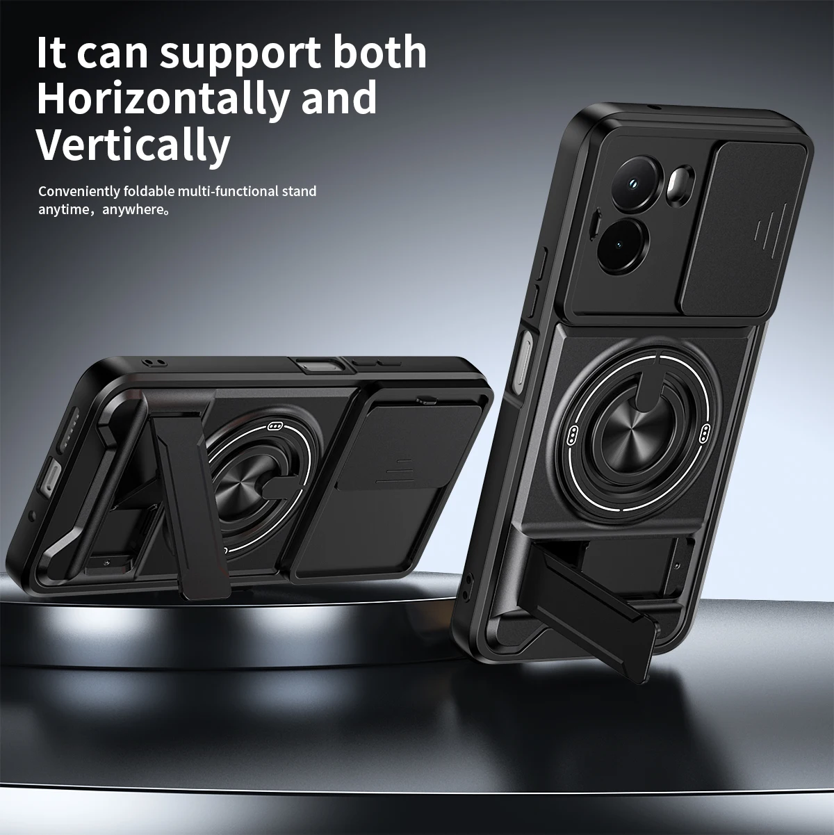 Funda para POCO M7 4G, Funda giratoria deslizante para cámara, anillo de protección, soporte a prueba de golpes, Funda - imagen 4