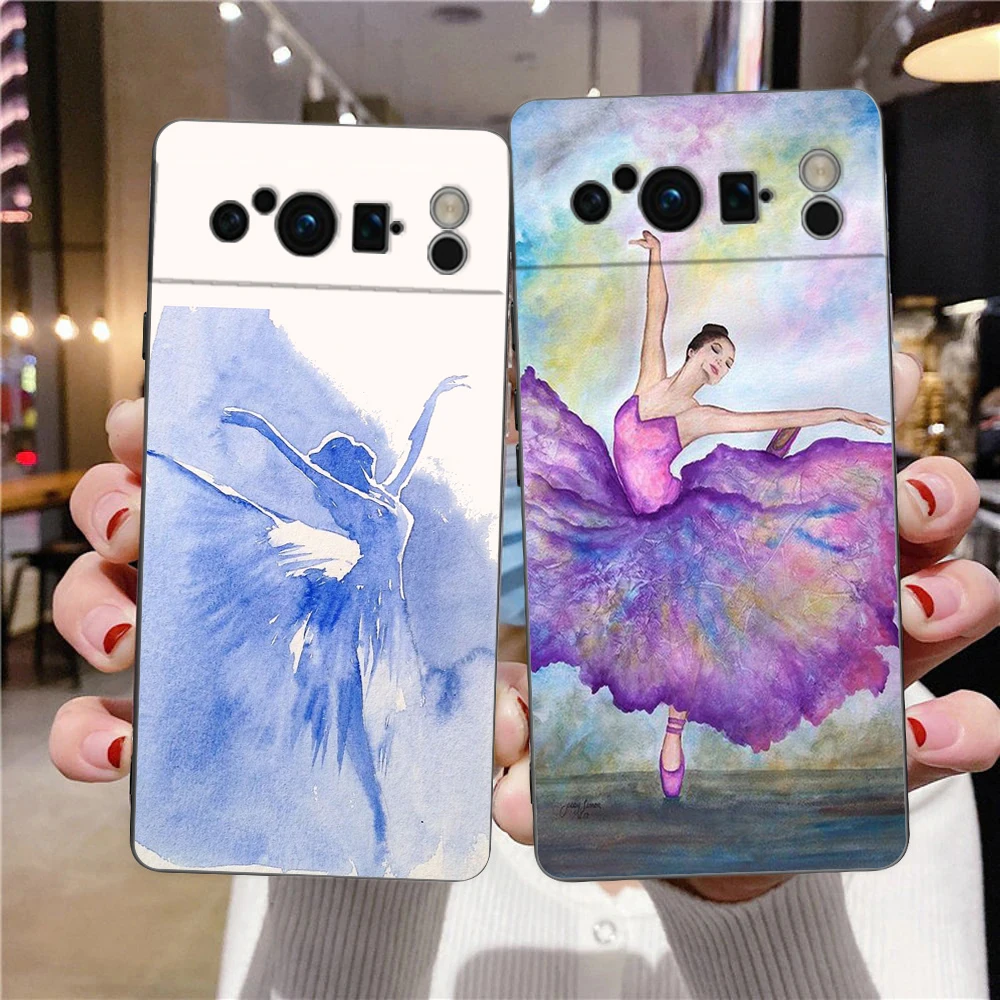 Funda de teléfono de color agua para gimnasia, funda negra de TPU suave a prueba de golpes para Google Pixel 9 8 7 6 Pro XL 8A 6A 7A 5G - imagen 2