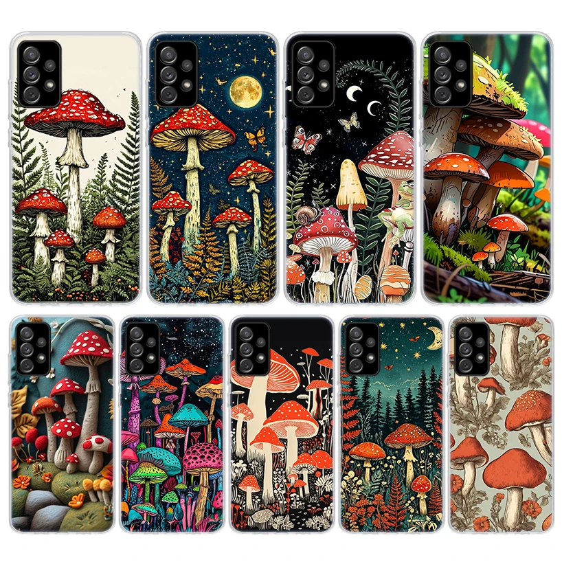 Funda de teléfono de silicona con forma de seta colorida para Samsung Galaxy A52 A51 A50S A42 A32 A22 A12 A02S A30S A20S A10S A41 A31 A21S A40 A30 A7