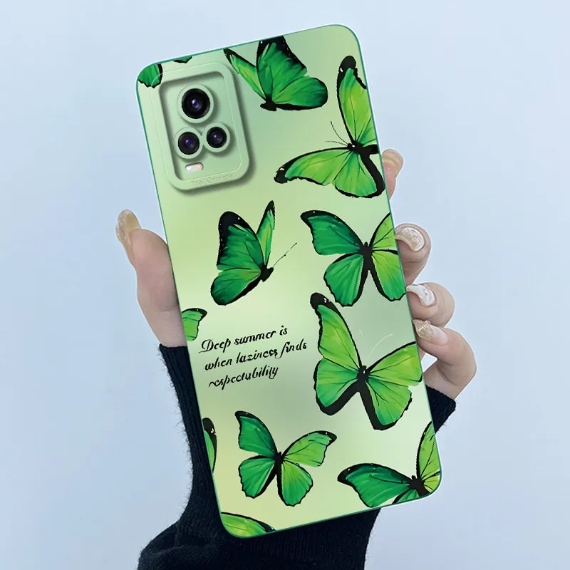 Para Vivo V20 V20 Pro V21 V21E funda de teléfono funda protectora moda simplicidad pintura al óleo flor suave carcasa de silicona líquida Fundas - imagen 3