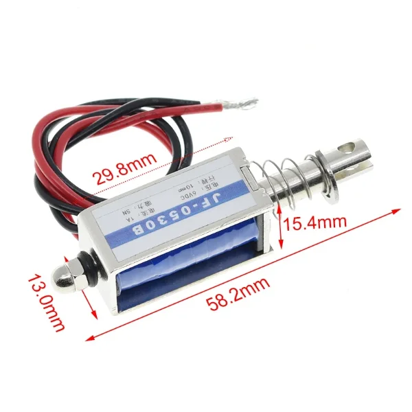 JF-0530B solenoide de empuje-tracción a través, 6V, 12V, 24VDC, Marco magnético de CC, pequeño - imagen 2