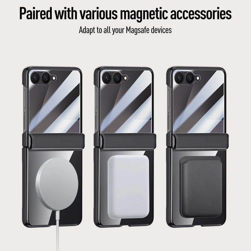 Funda de teléfono con película de vidrio templado protectora completa para Samsung Galaxy Z Flip 7, cubierta a prueba de golpes con revestimiento de carga inalámbrica Magsafe - imagen 4