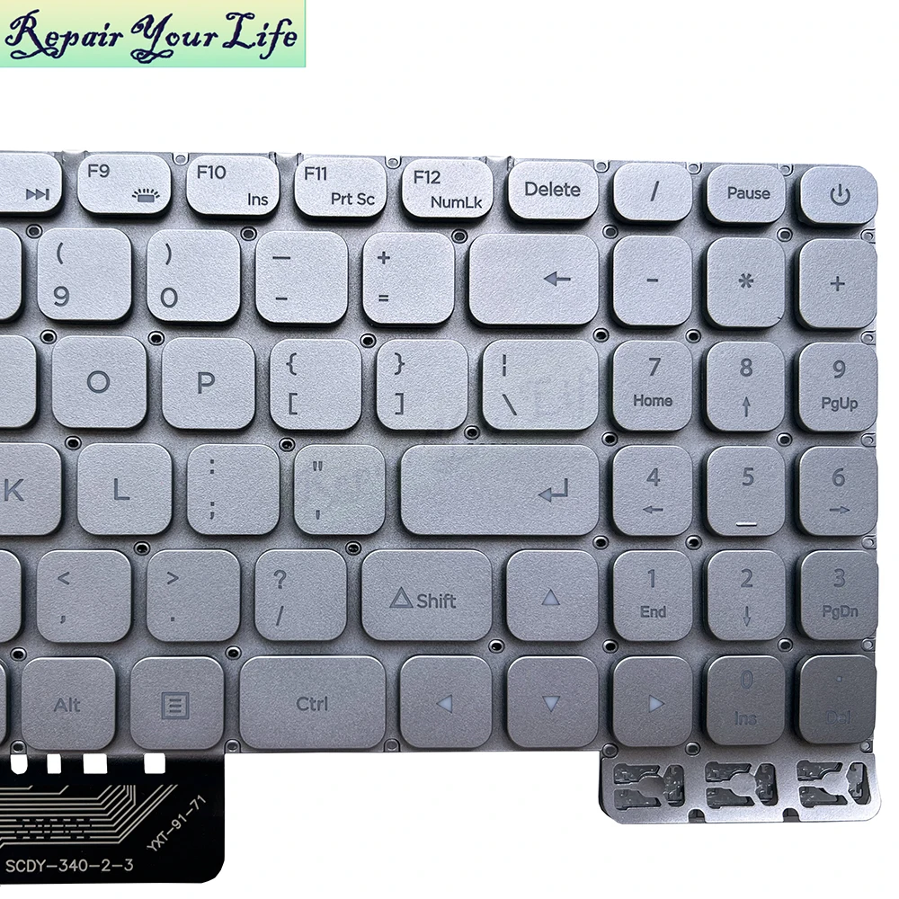 Teclado retroiluminado para portátil Inglés de EE. UU. para Azerty AZ-1511 YXT-91-71 SCDY-340-2-3 retroiluminación teclas plateadas Teclado nuevo - imagen 4