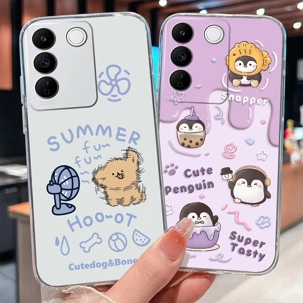 Para Vivo S16 S16 Pro S16E funda de teléfono encantador cachorro dibujos animados suave TPU transparente silicona parachoques para Vivo S 16 carcasa ligera
