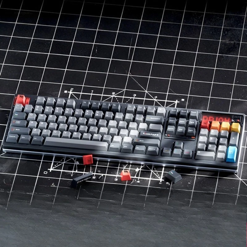 Teclado mecánico multimodo DP104, personalizado, RGB, intercambiable en caliente, HiFi, CNC, junta de aluminio, ergonómico, teclado de oficina para juegos, regalo
