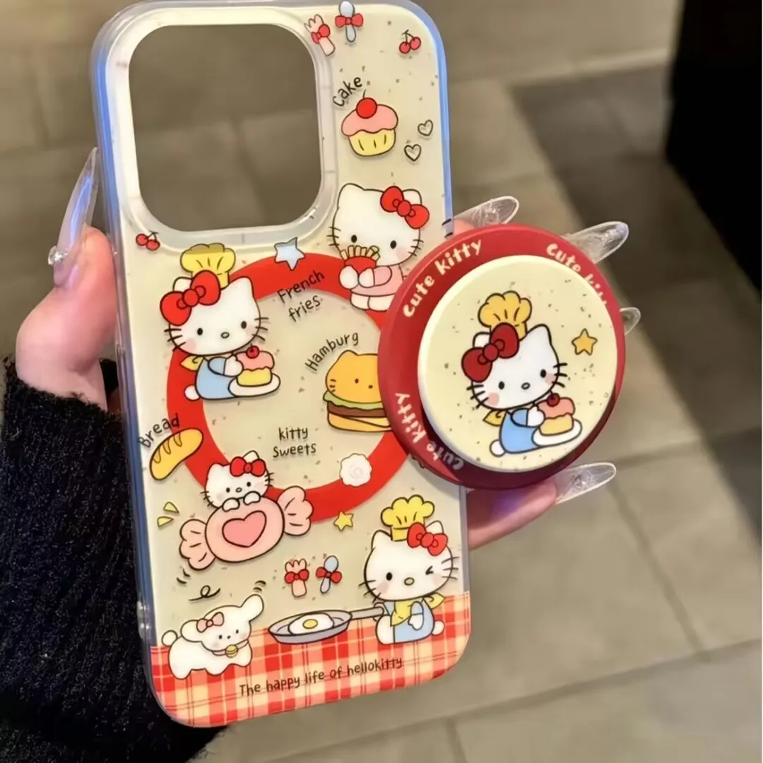 Y2K Cake Hello Kitty funda de teléfono con soporte magnético Magsafe para iPhone 17 Pro Max Air 16 15 14 13 12 11 Pro Max Mini funda de dibujos animados - imagen 2