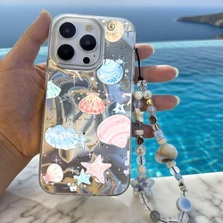 Funda Realme con Cadena y Diseño de Conchas Brillante