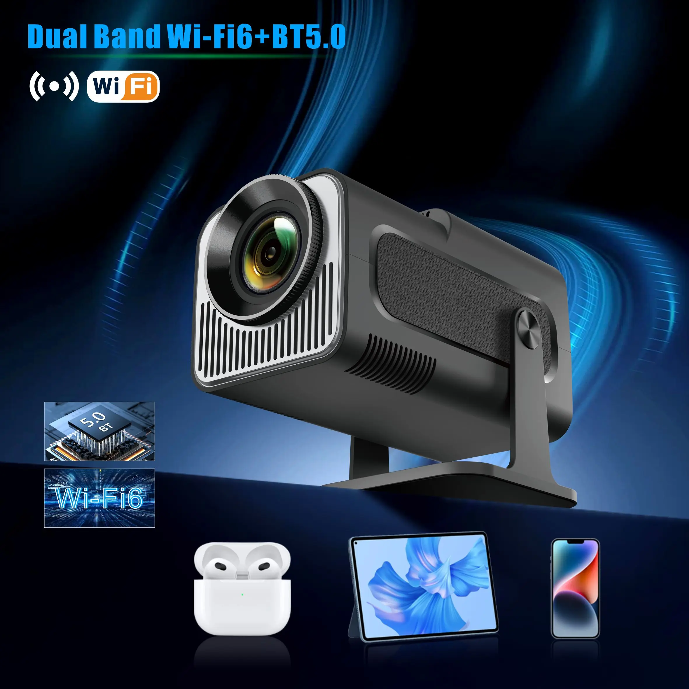 Proyector Woopker HY320 Mini actualización Android 11 compatible con 4K nativo 720P 300ANSI Wifi6 BT5.0 proyector portátil para usuarios domésticos - imagen 3