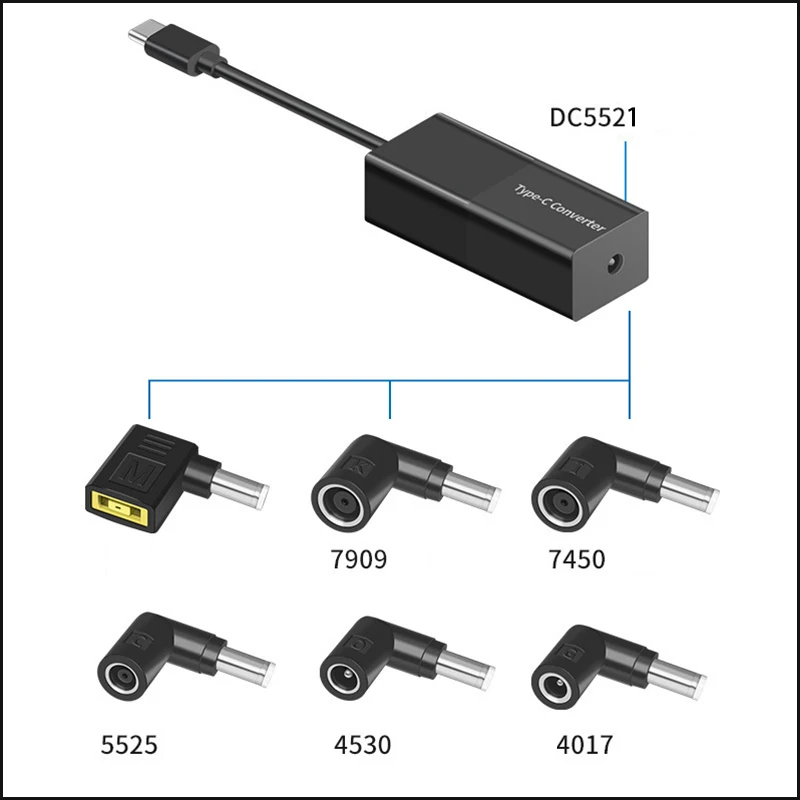 Convertidor adaptador de conector tipo C + 6 puertos de conversión de cargador muerto CC 65w para Lenovo/IBM /Dell /HP/ASUS/Sony/Acer/ BenQ/Fujitsu - imagen 4