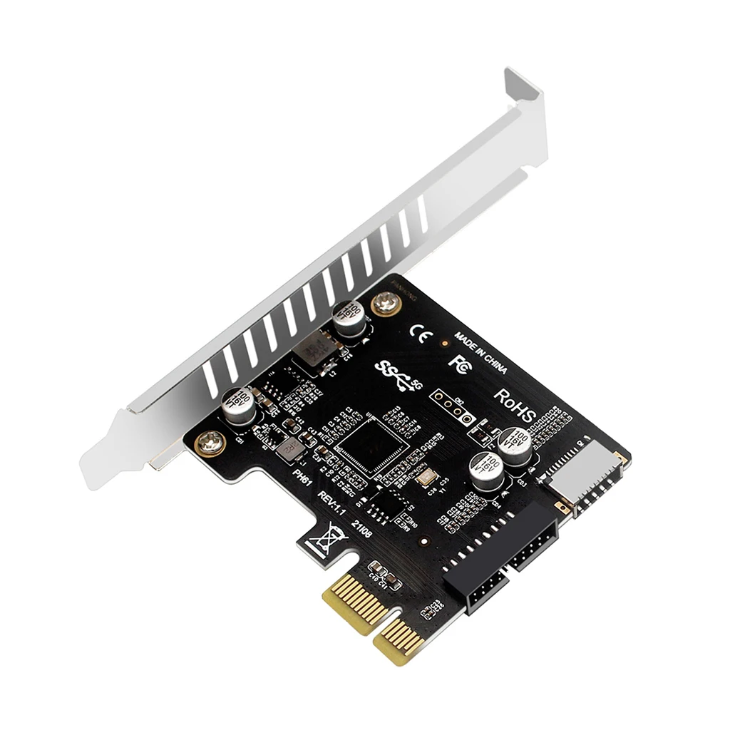 Tarjeta adaptadora PCI Express PCI-E a USB3.0 tipo-e, Panel frontal tipo-c, 19P, 20 pines, tarjeta de expansión Compatible con interfaz PCIe X4 X8 X16 - imagen 4