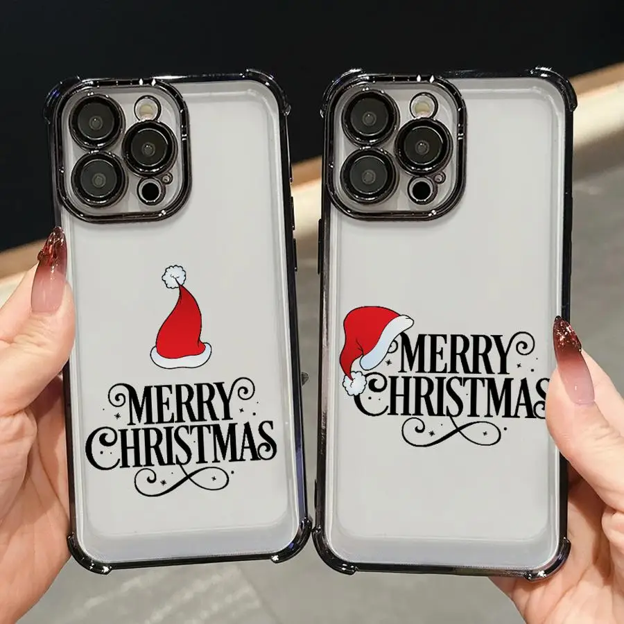 Funda de teléfono con cubierta suave a la moda con sombrero de Navidad para Apple iPhone 13 12 11 Pro Max 16 15 14 Plus 17 Air 16e - imagen 3
